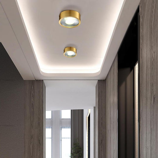 Round LED Copper Modern Flush Mount Ceiling Light