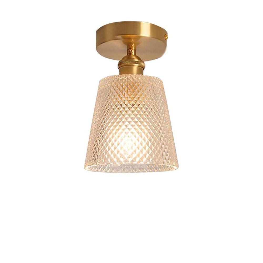 Lantern Modern Glass Copper Flush Mount Ceiling Light