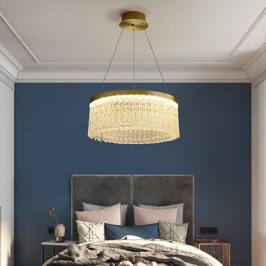 Luxury Circular Crystal Glass LED Pendant Chandelier – Adjustable Height