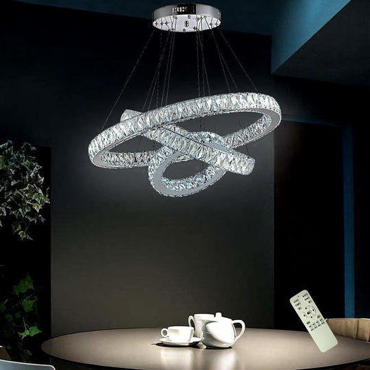 Interwoven Circle Design Metal Crystal LED Chandelier