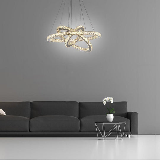 Interwoven Geometrical Circle Crystal LED Chandelier