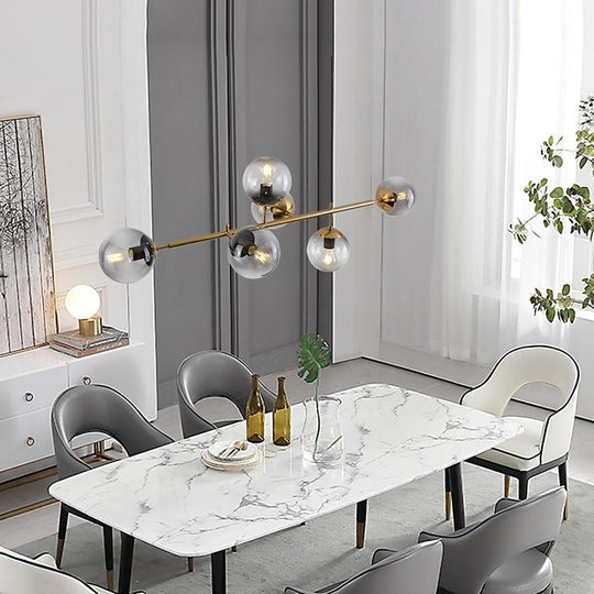 6-Glass Globe LED Electroplated Modern Chandelier