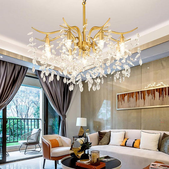 Metal Crystal LED Modern Chandelier Pendant Light for Dining or Living Spaces