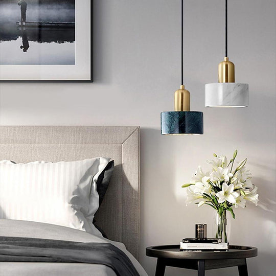 Cylindrical Electroplated Metal Resin LED Pendant Light