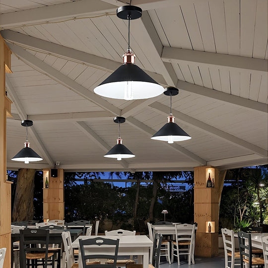 Classic Conical Solar LED Pendant Light Outdoor & Indoor Hanging Lamp