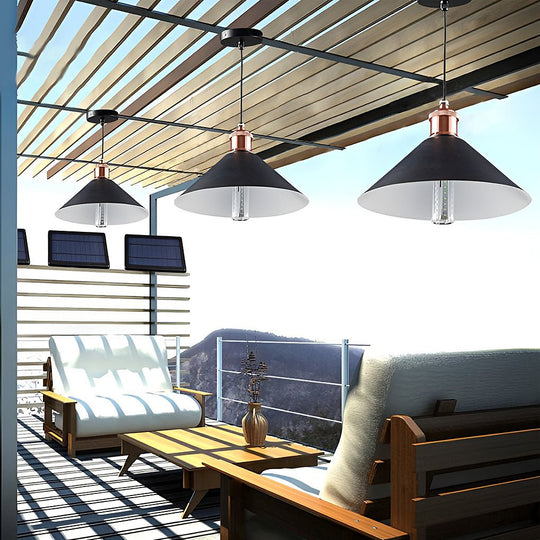 Classic Conical Solar LED Pendant Light Outdoor & Indoor Hanging Lamp