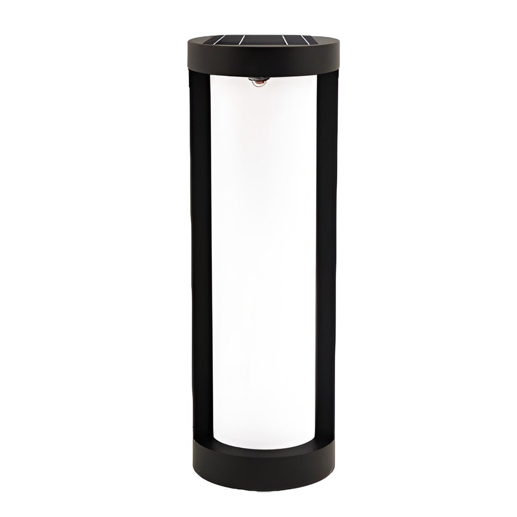Black Cylindrical LED Pathway Bollard Lights Solar & Wired Outdoor