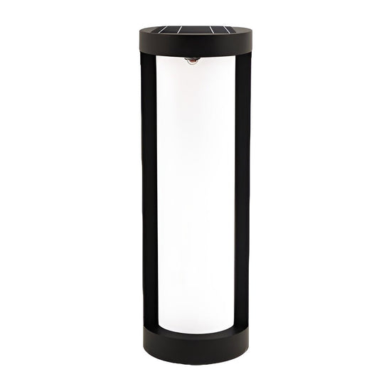 Black Cylindrical LED Pathway Bollard Lights Solar & Wired Outdoor