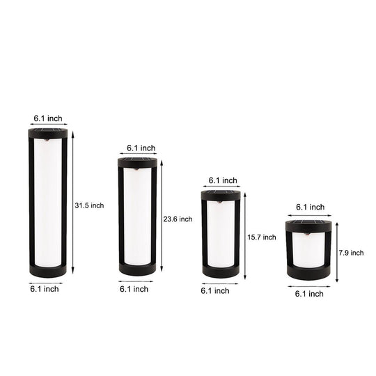 Black Cylindrical LED Pathway Bollard Lights Solar & Wired Outdoor