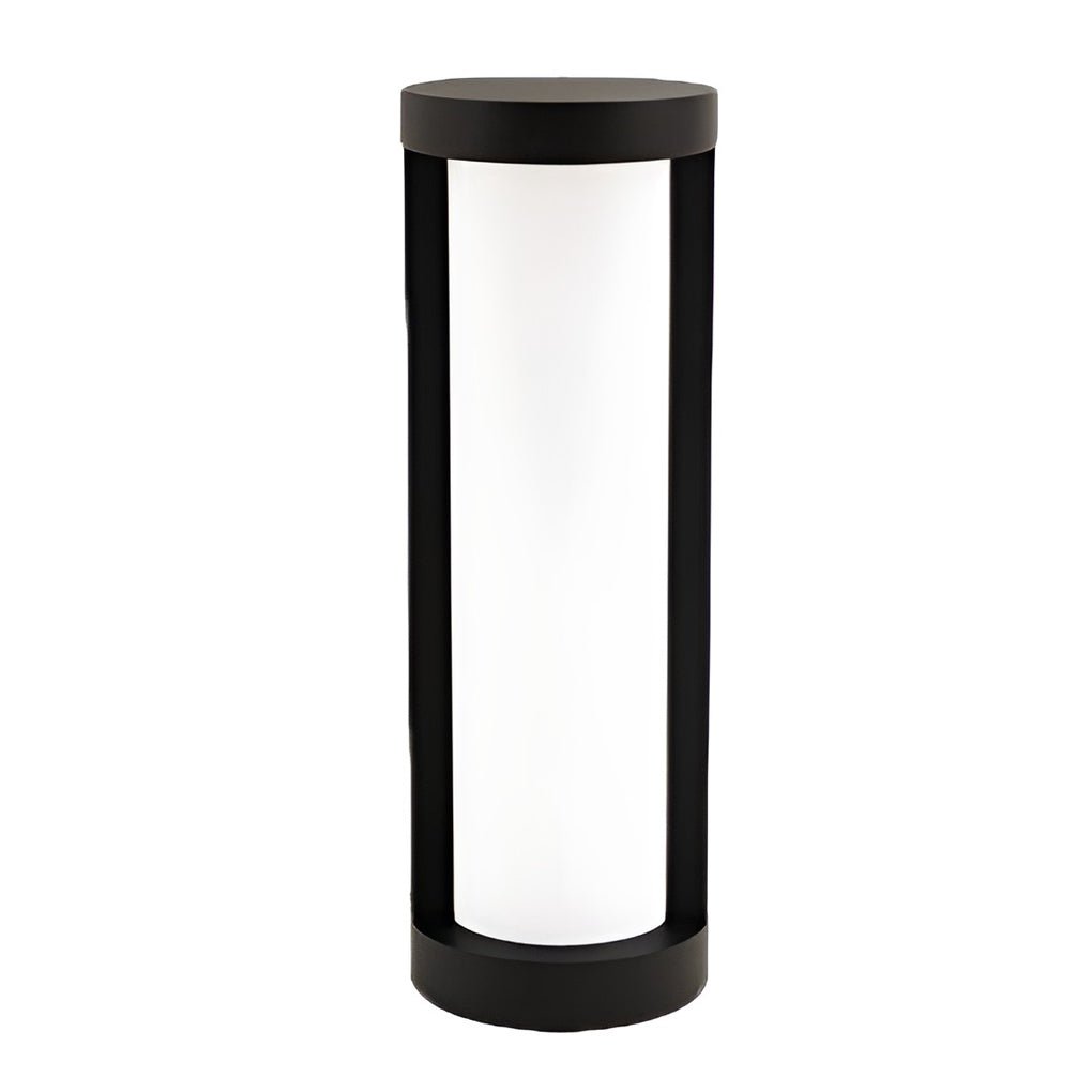 Black Cylindrical LED Pathway Bollard Lights Solar & Wired Outdoor