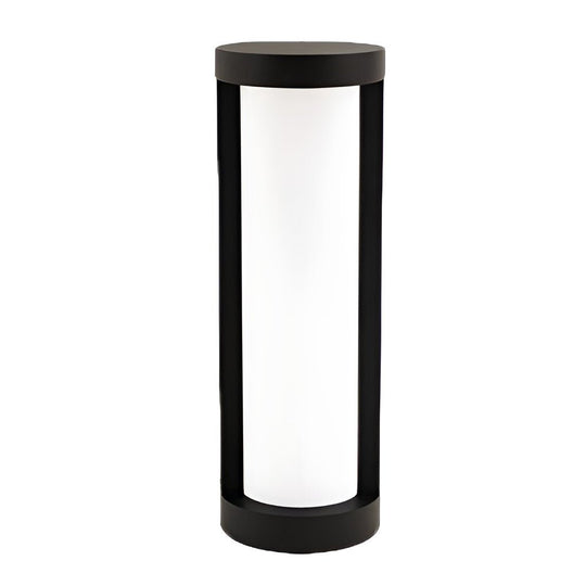Black Cylindrical LED Pathway Bollard Lights Solar & Wired Outdoor
