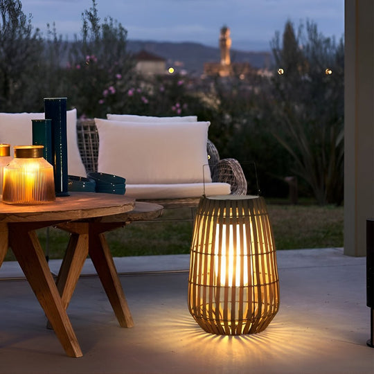 Rattan Portable Lantern LED Waterproof Solar Outdoor Garden Light