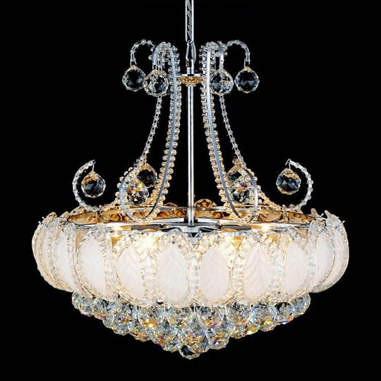 8-Light Modern Gold/Silver Vintage Crystal LED Chandelier – Drum Pendant Light