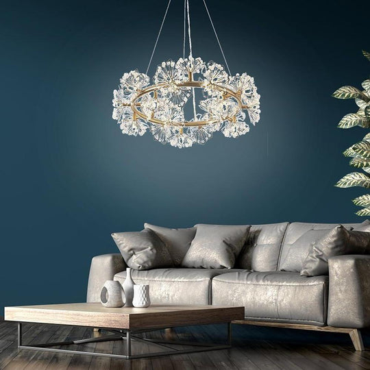 Circle Flower Design Electroplated Metal Crystal Classic Chandelier