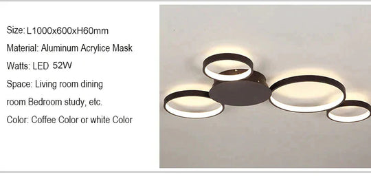 Coffee or White Finish Modern Led Ceiling Lights For Living Room Master Bedroom Home Deco Ceiling Lamp Fixtures