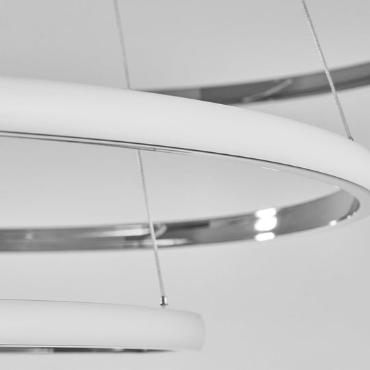 Contemporary 3/4-Light Tiered Ring LED Chandelier – Chrome