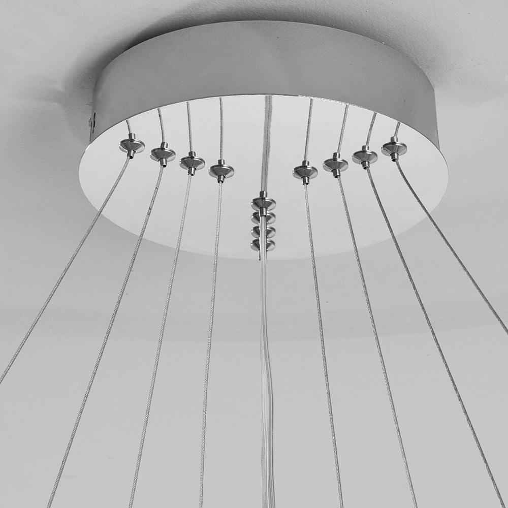 Contemporary 3/4-Light Tiered Ring LED Chandelier – Chrome