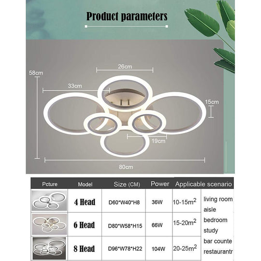 Circles Aluminum Acrylic Flush Mount LED Ceiling Light