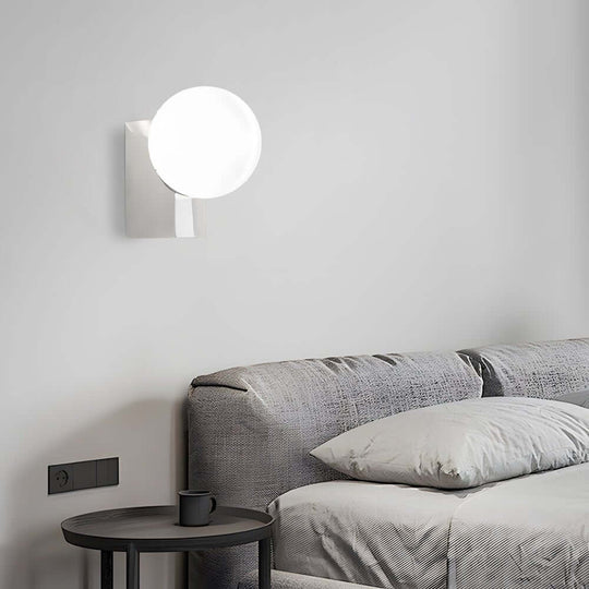 Cream White Glass Ball LED Wall Light with Dimmable Feature