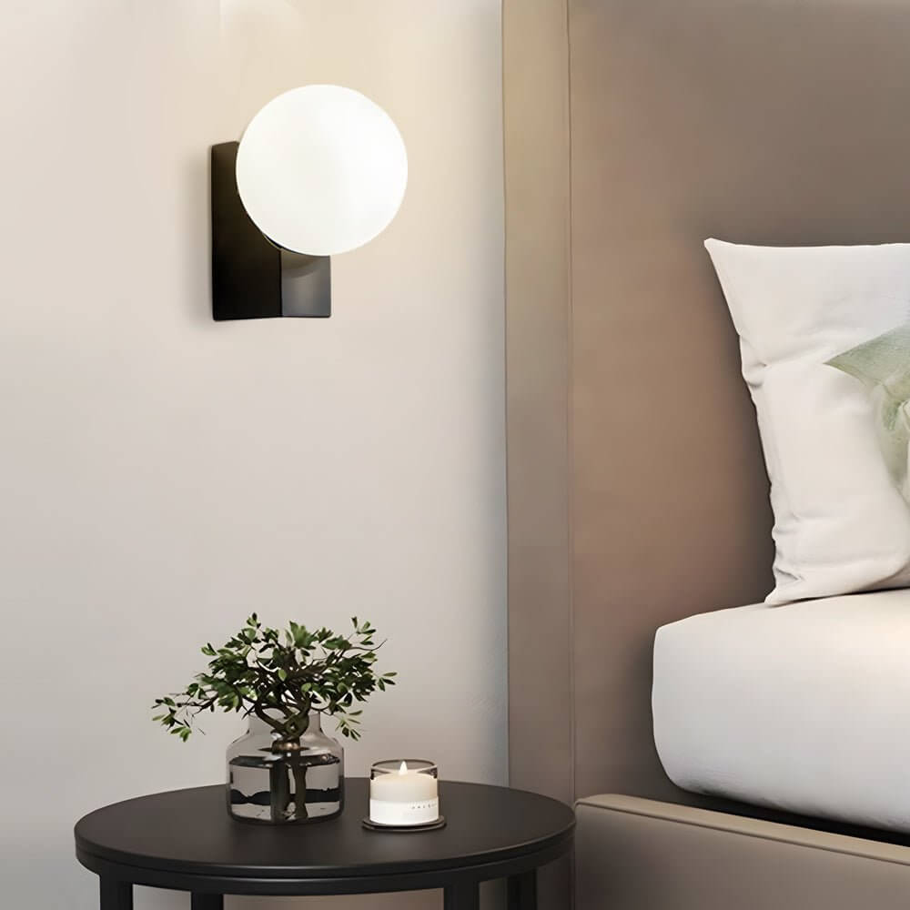 Cream White Glass Ball LED Wall Light with Dimmable Feature