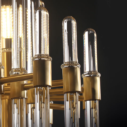 Creative Personalized Glass Tubes Copper Post Modern Chandelier Light