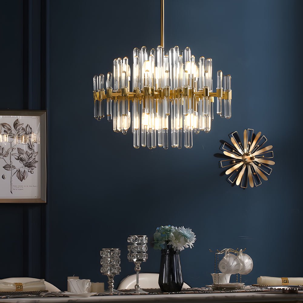 Creative Personalized Glass Tubes Copper Post Modern Chandelier Light