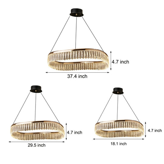 Creative Round Crystal 3 Step Dimming LED Luxury Modern Chandelier