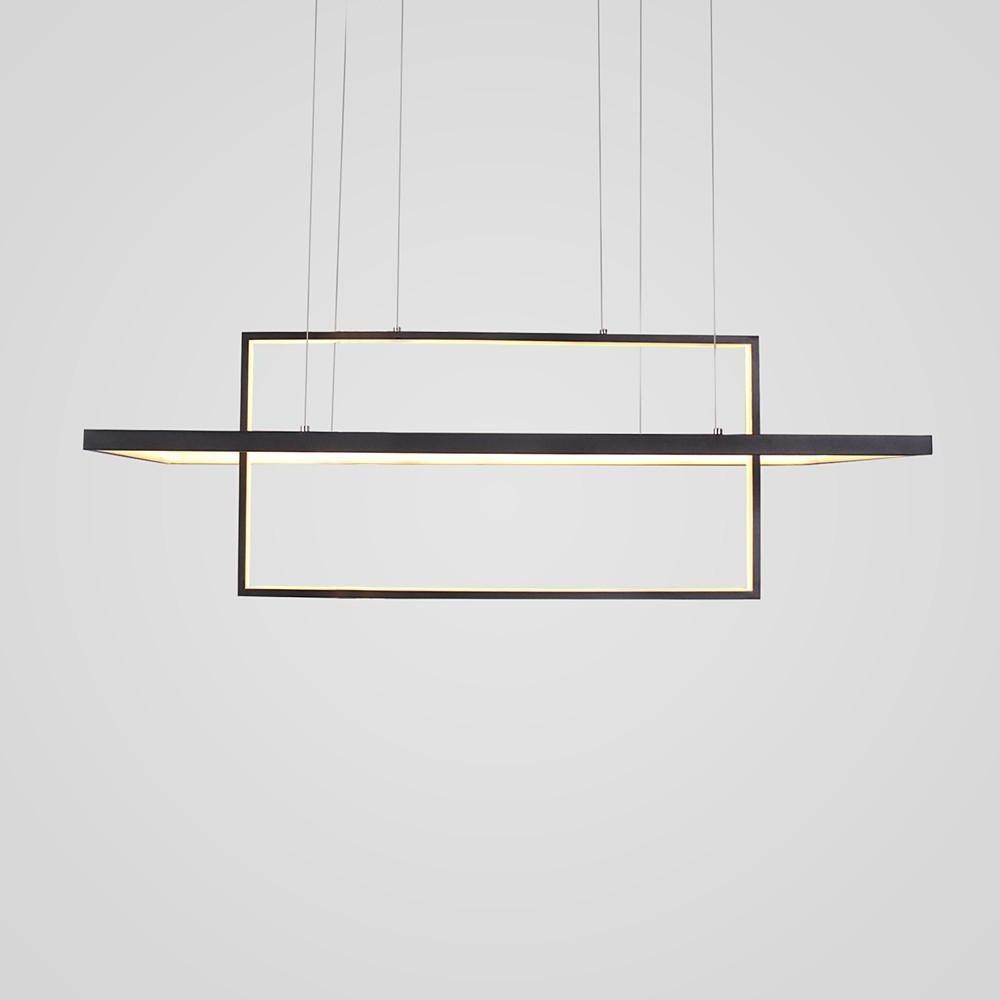 2 Rectangular LED Black Modern Pendant Lighting Hanging Ceiling Light
