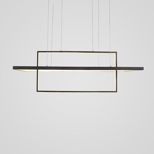 2 Rectangular LED Black Modern Pendant Lighting Hanging Ceiling Light