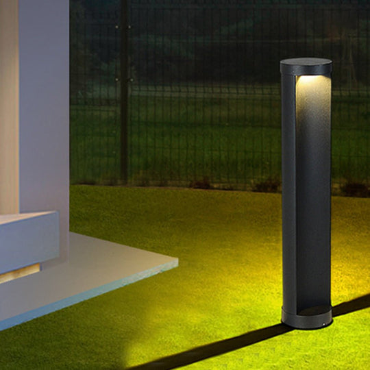Modern Cylinder LED Outdoor Lawn Lamp Solar or Hardwired