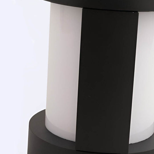 Black Cylindrical LED Pathway Bollard Lights Solar & Wired Outdoor