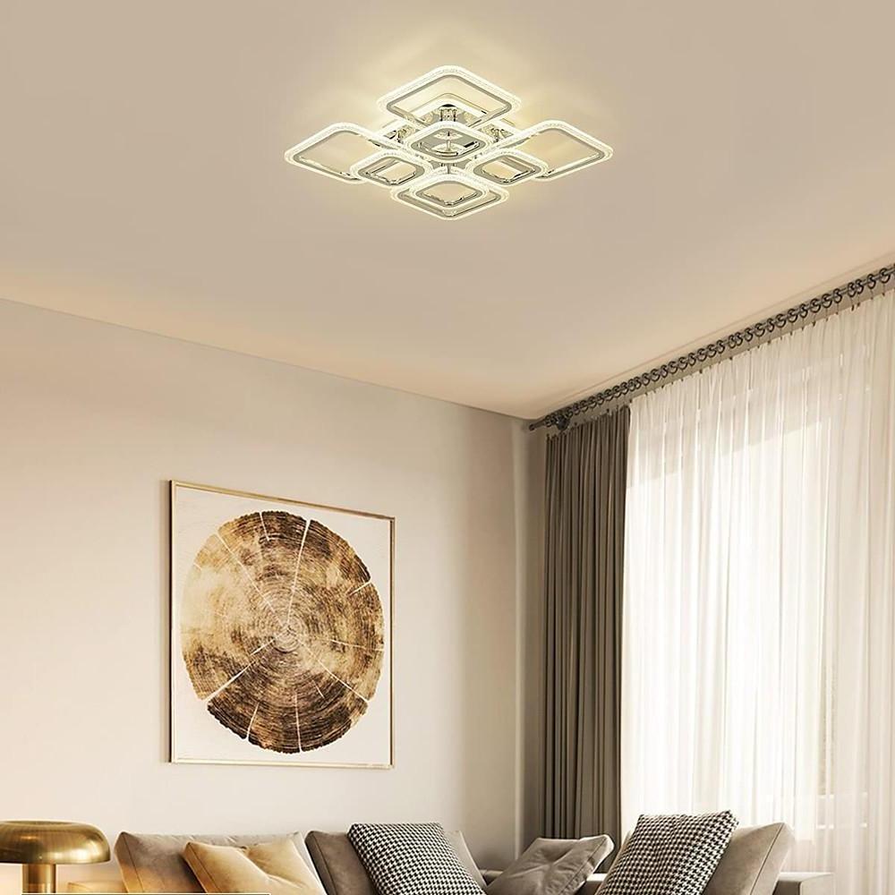 5-Square LED Modern Flush Mount Ceiling Light – Layered Geometric Design