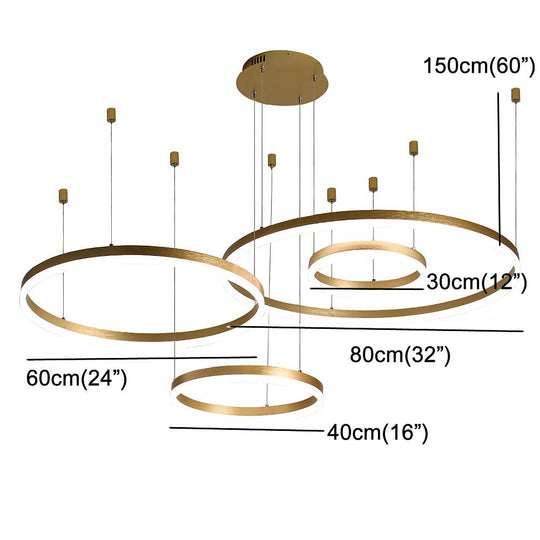 Circle Aluminum LED Chandelier for High Ceilings Living Room