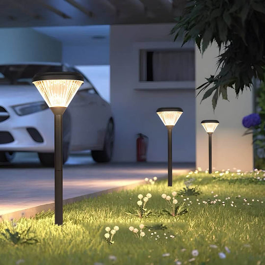 Deluxe Black Solar LED Garden Pathway Lights – Diamond Trim 27.6"