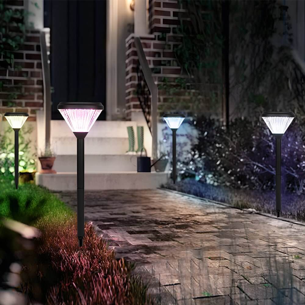 Deluxe Black Solar LED Garden Pathway Lights – Diamond Trim 27.6"