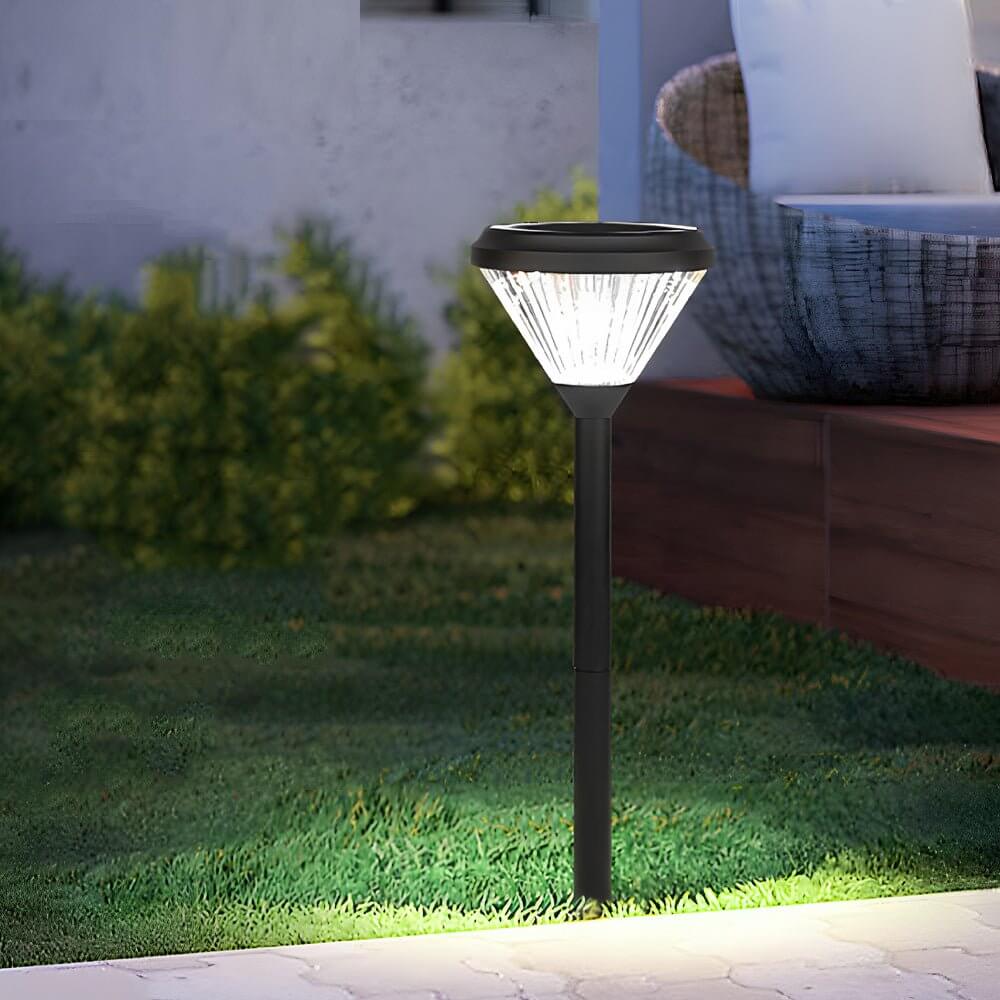 Deluxe Black Solar LED Garden Pathway Lights – Diamond Trim 27.6"