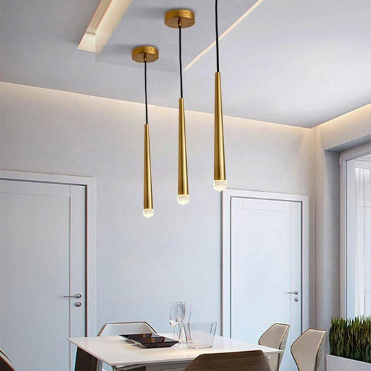 Slim Cylinder Electroplated Metal Crystal LED Pendant Light