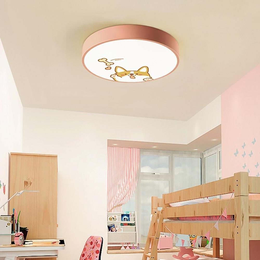 Circular Dog Image Flush Mount Drum LED Ceiling Light