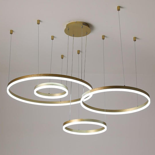 Circle Aluminum LED Chandelier for High Ceilings Living Room