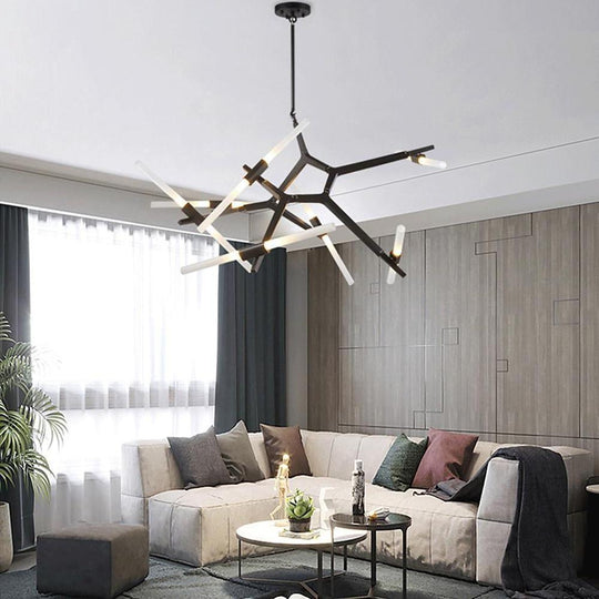 Industrial Drone-Shaped Brass Sputnik Chandelier – 14-Light LED
