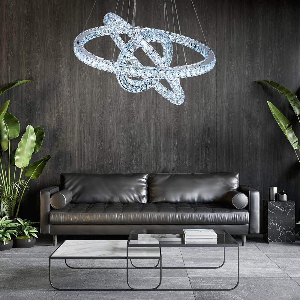LED 3 Rings Gold Crystal Modern Chandelier