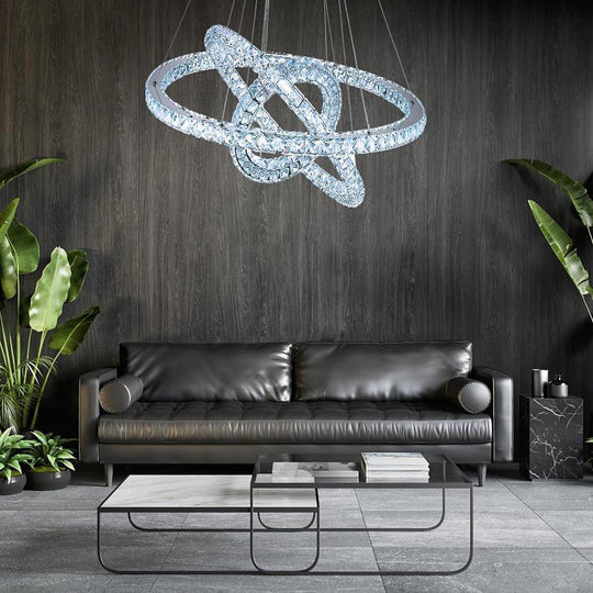 LED 3 Rings Gold Crystal Modern Chandelier