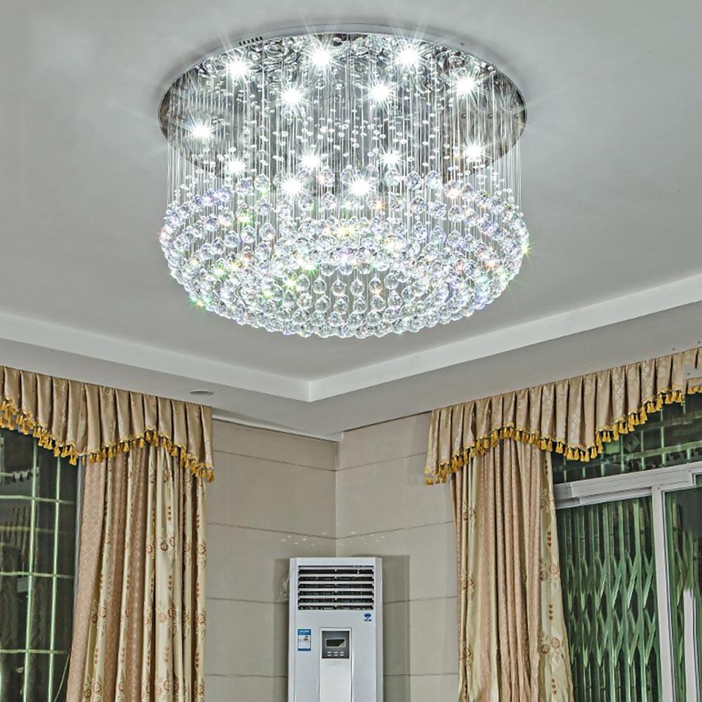 Glass-cicles Crystal LED Drum Flush Mount Chandelier