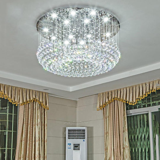 Glass-cicles Crystal LED Drum Flush Mount Chandelier