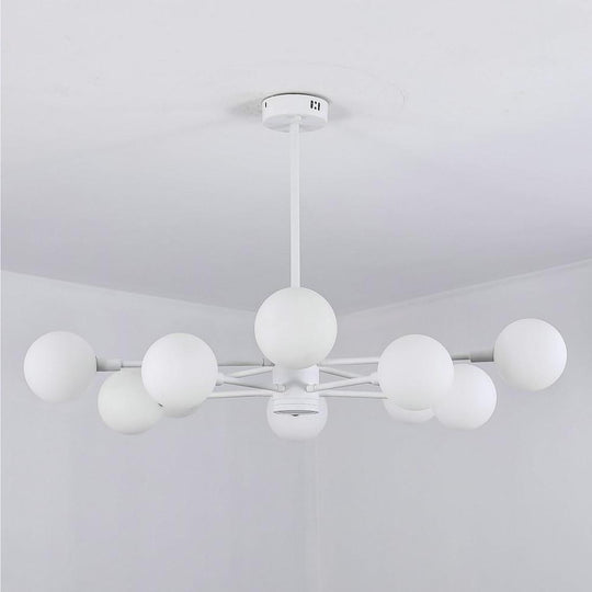 10-Light Glass LED White Contemporary Chandelier Pendant Light