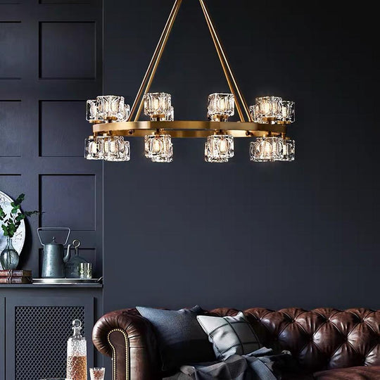 Circles Spotlights Industrial Brass LED Chandelier Ceiling Light