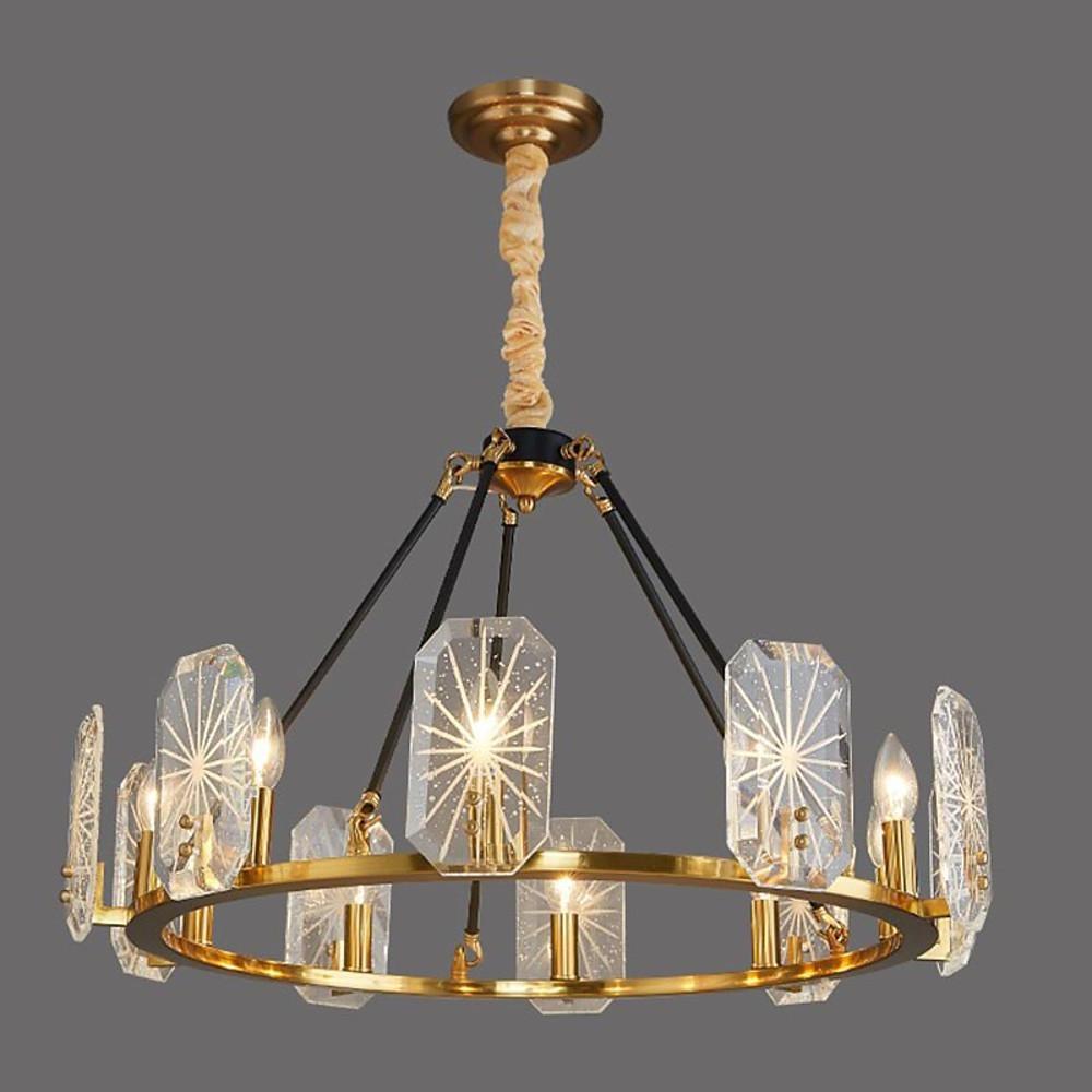 Wagon Wheel Crystal Accent LED Chandelier – 8 or 10 Lights, Gold Finish