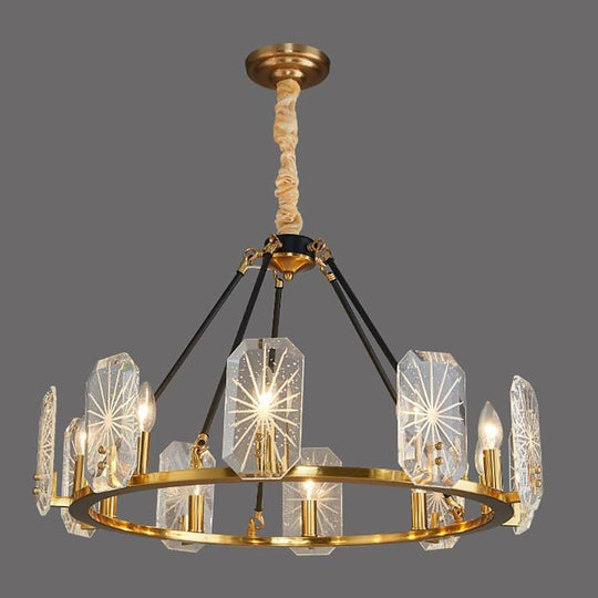 Wagon Wheel Crystal Accent LED Chandelier – 8 or 10 Lights, Gold Finish
