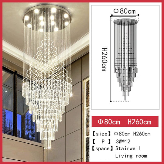 Abigail Modern Crystal Stair Ceiling Chandelier - Luxurious Illumination