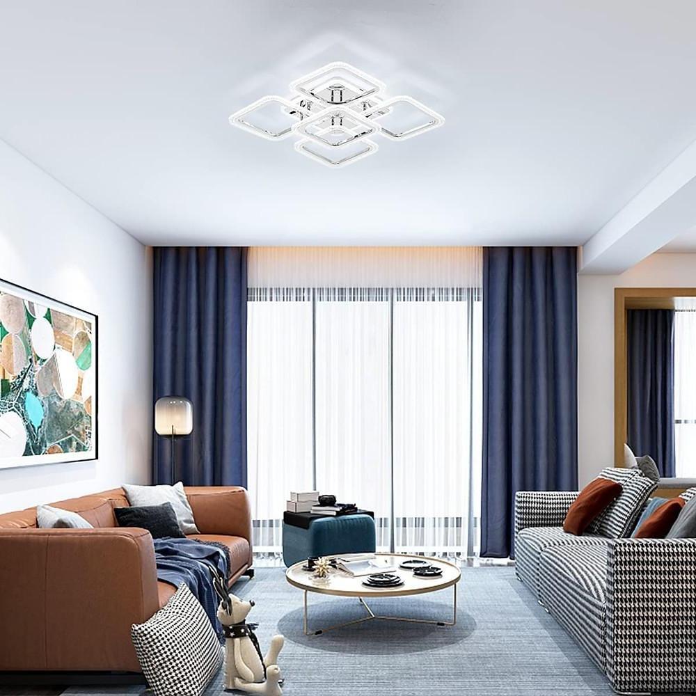 5-Square LED Modern Flush Mount Ceiling Light – Layered Geometric Design